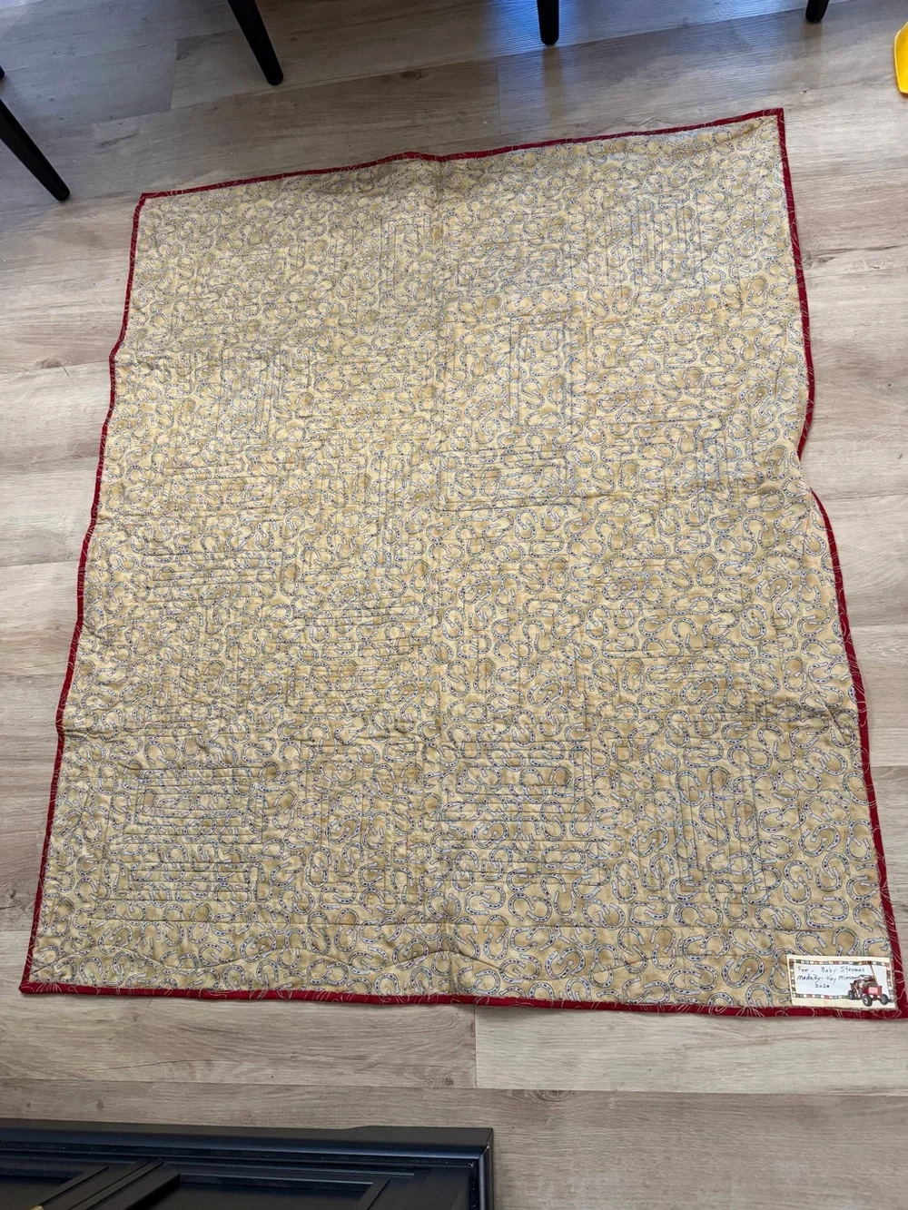 Handmade Western Cowboy Red Blue Quilt Lap Blanket 43